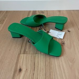 ZARA Green Block Heel Sandals SIZE  7 / EU 37